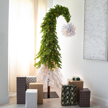 Prelit Bendable Tree 7ft. Holiday Green & White Santa’s Hat Christmas Tree with 500 LED lights and 1275 Bendable Branches Whoville - The Fox Decor